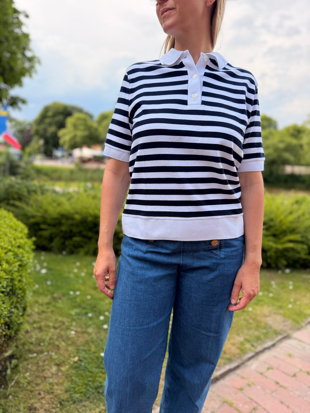 Saint James Carola R Poloshirt Blanc/Marine
