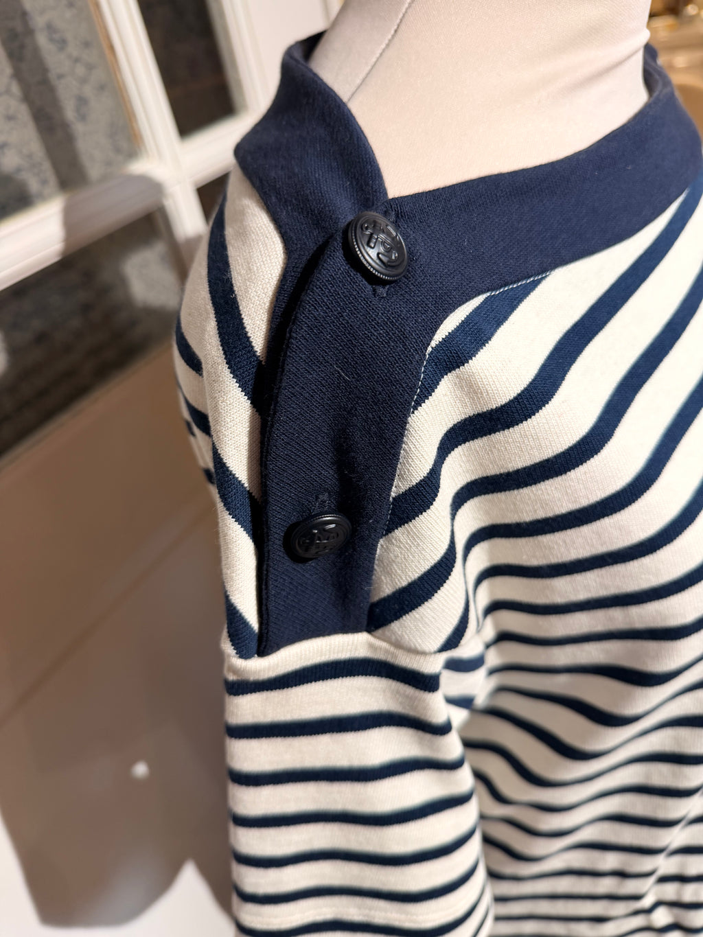 Saint James Geri Ringelshirt - Ecu/Marine