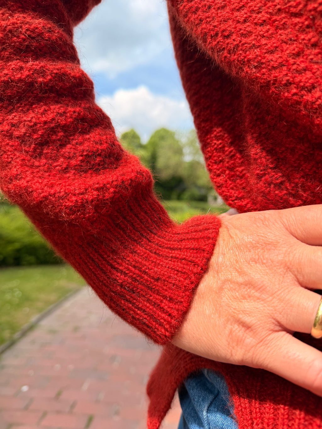 Kantiger Pullover im Perlmuster aus Merinowolle, Possumhaar und Seide