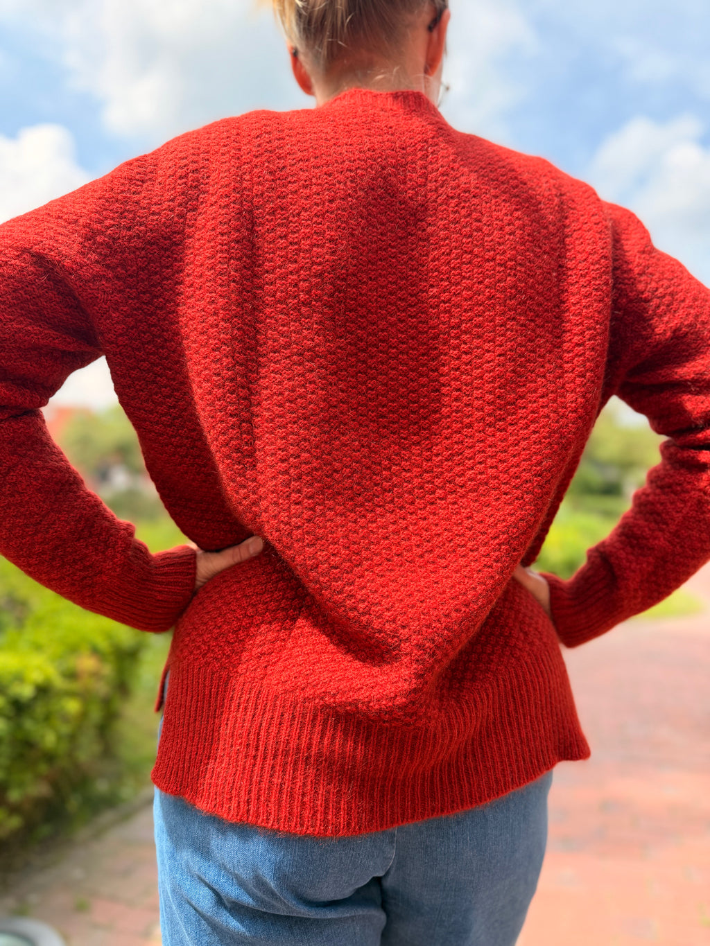 Kantiger Pullover im Perlmuster aus Merinowolle, Possumhaar und Seide