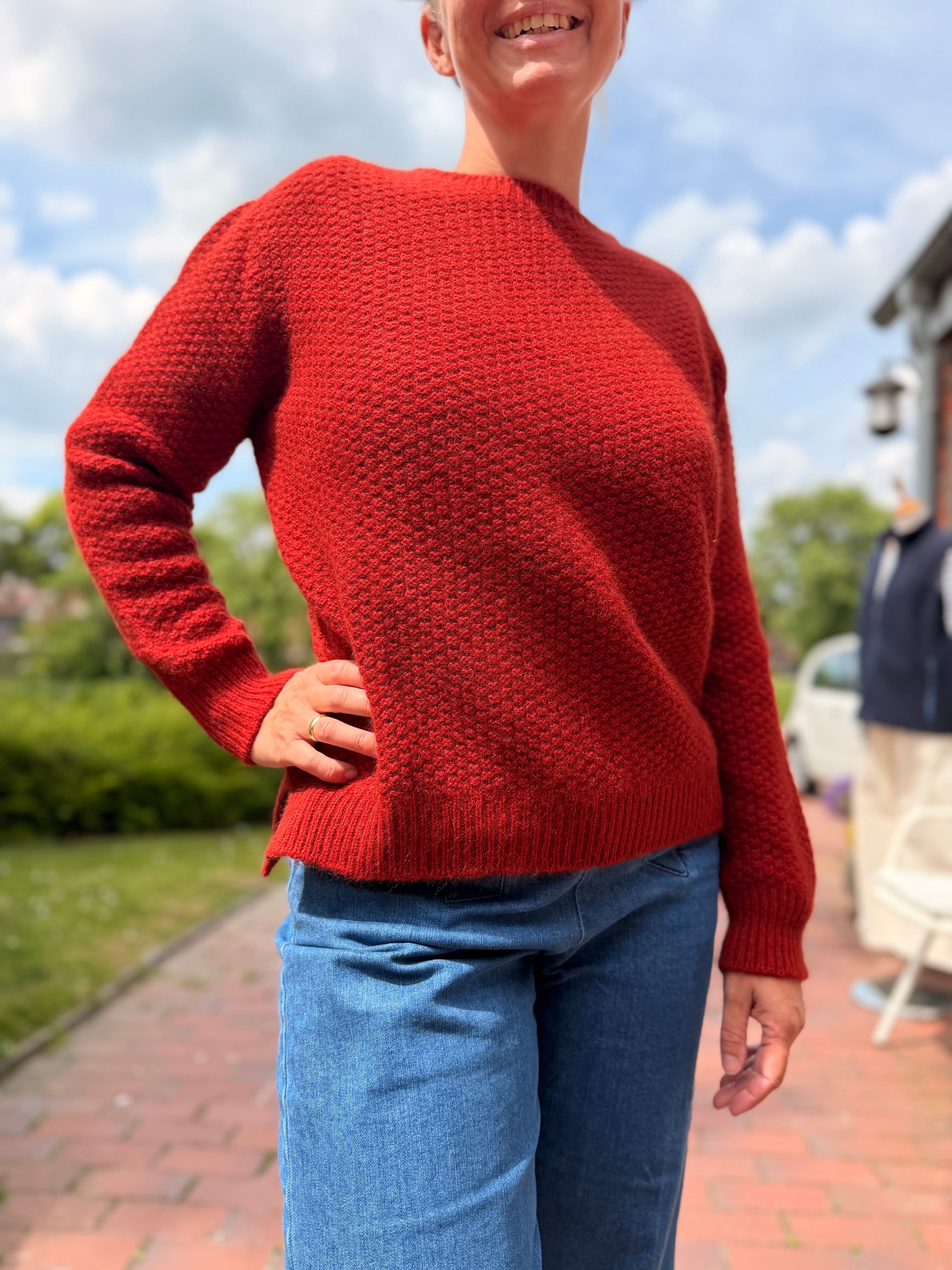 Kantiger Pullover im Perlmuster aus Merinowolle, Possumhaar und Seide