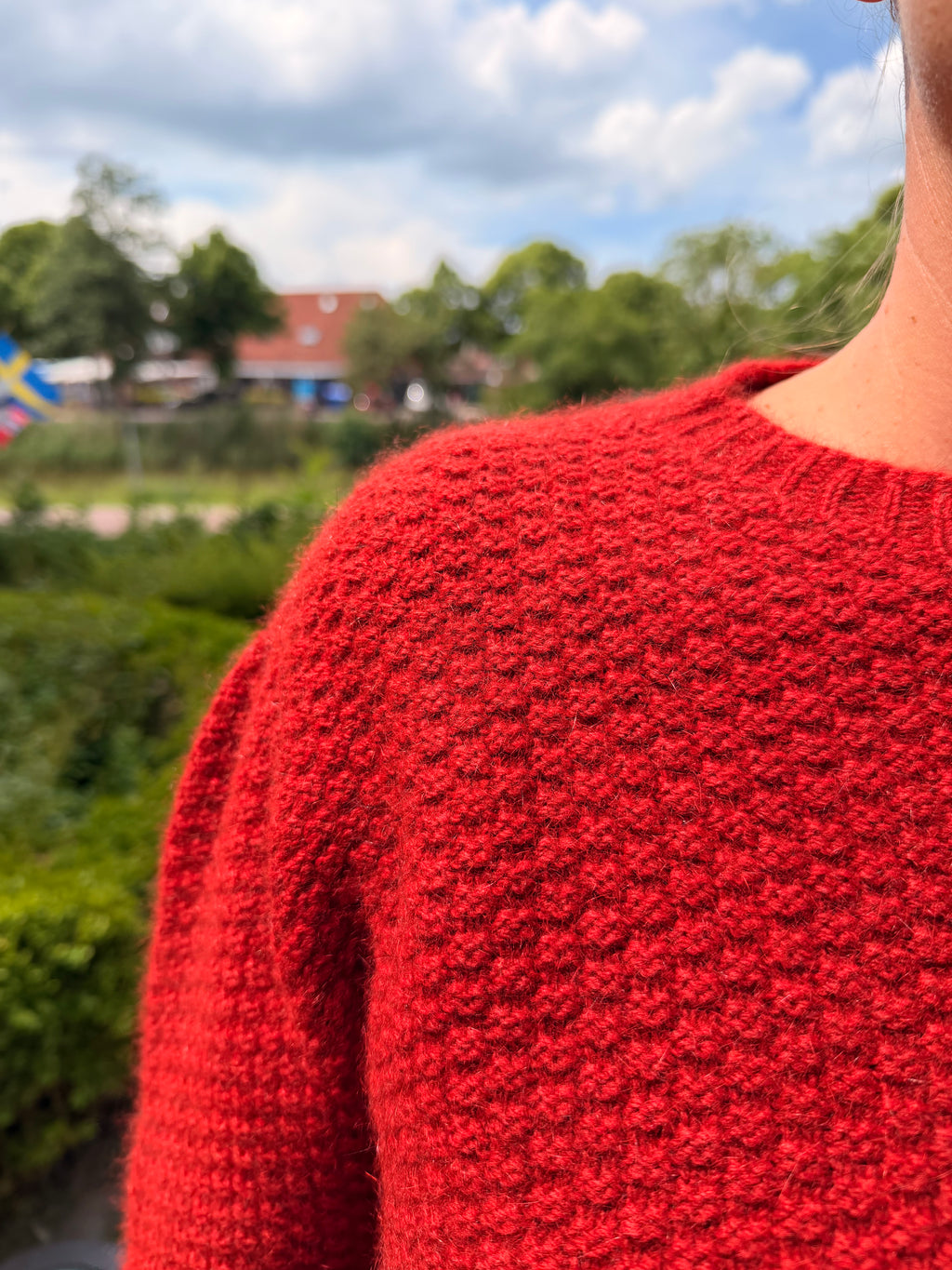Kantiger Pullover im Perlmuster aus Merinowolle, Possumhaar und Seide