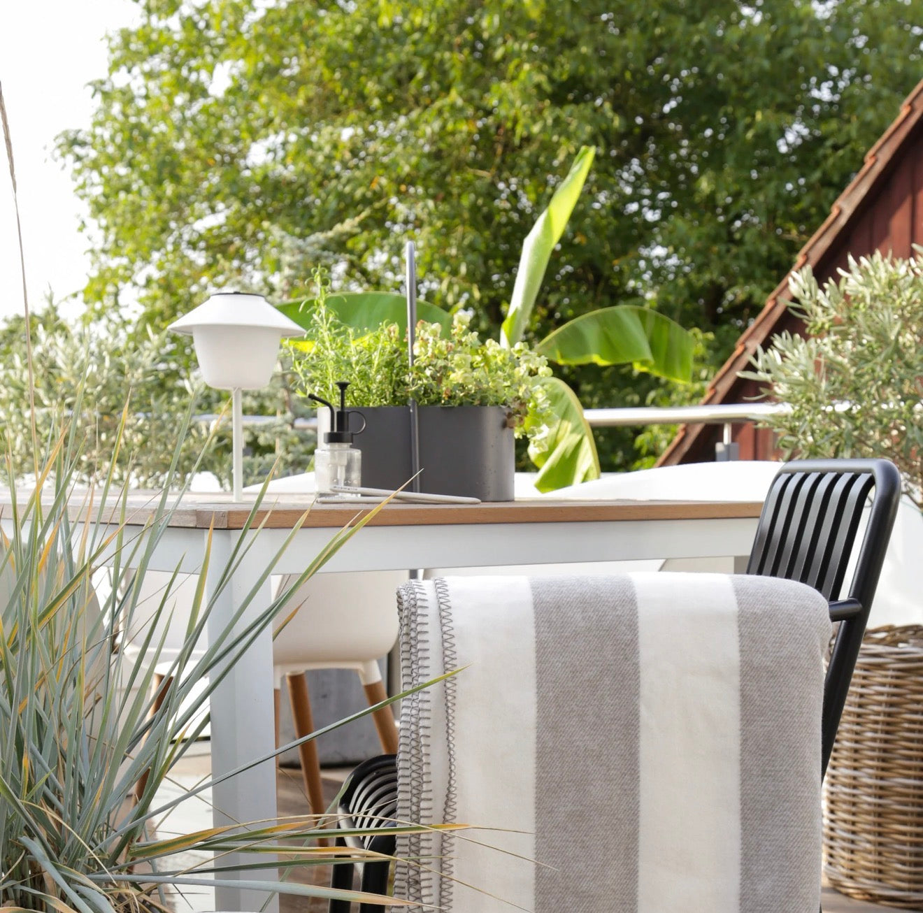 Riema Bio-Baumwolldecke "Natur-Grau"