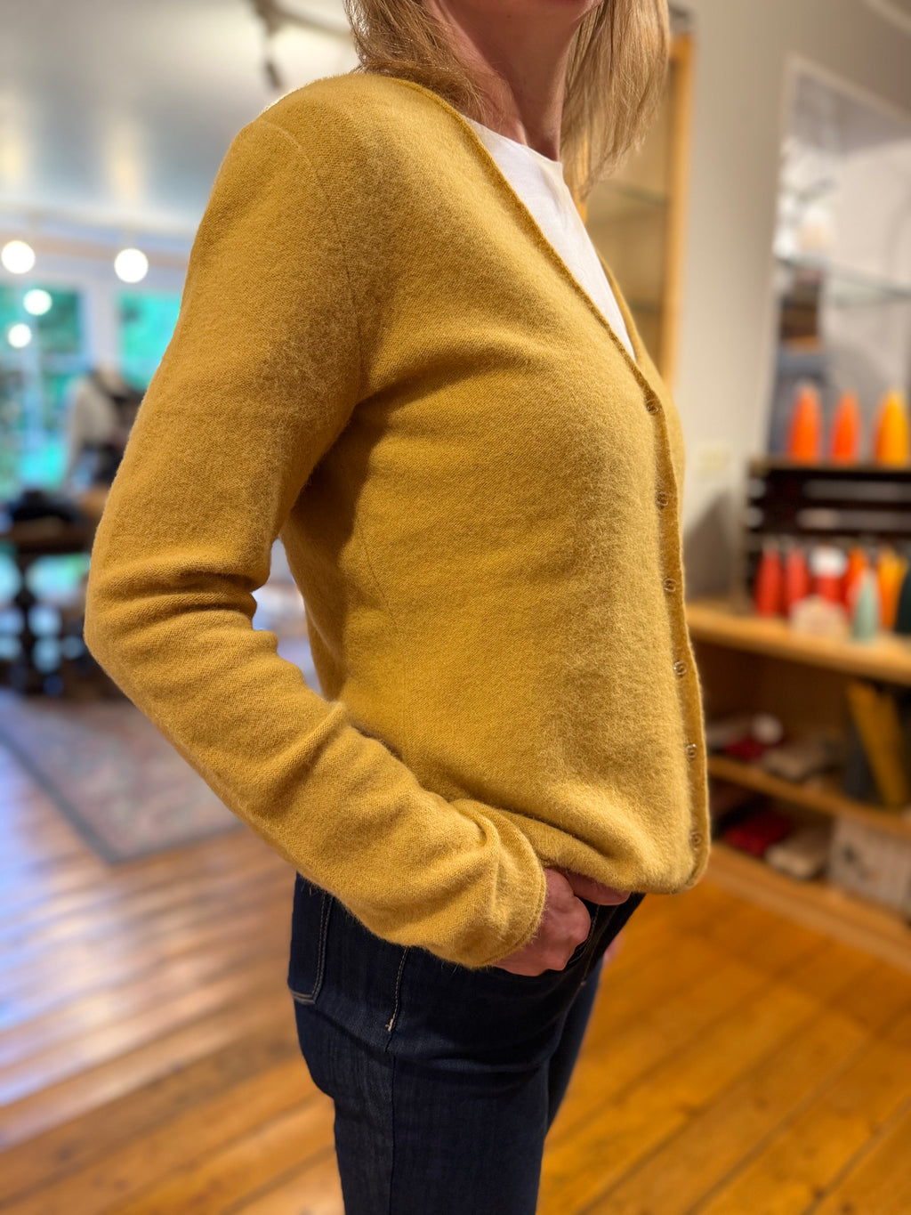 Leichte Strickjacke aus Kaschmir, Possumhaar & Seide